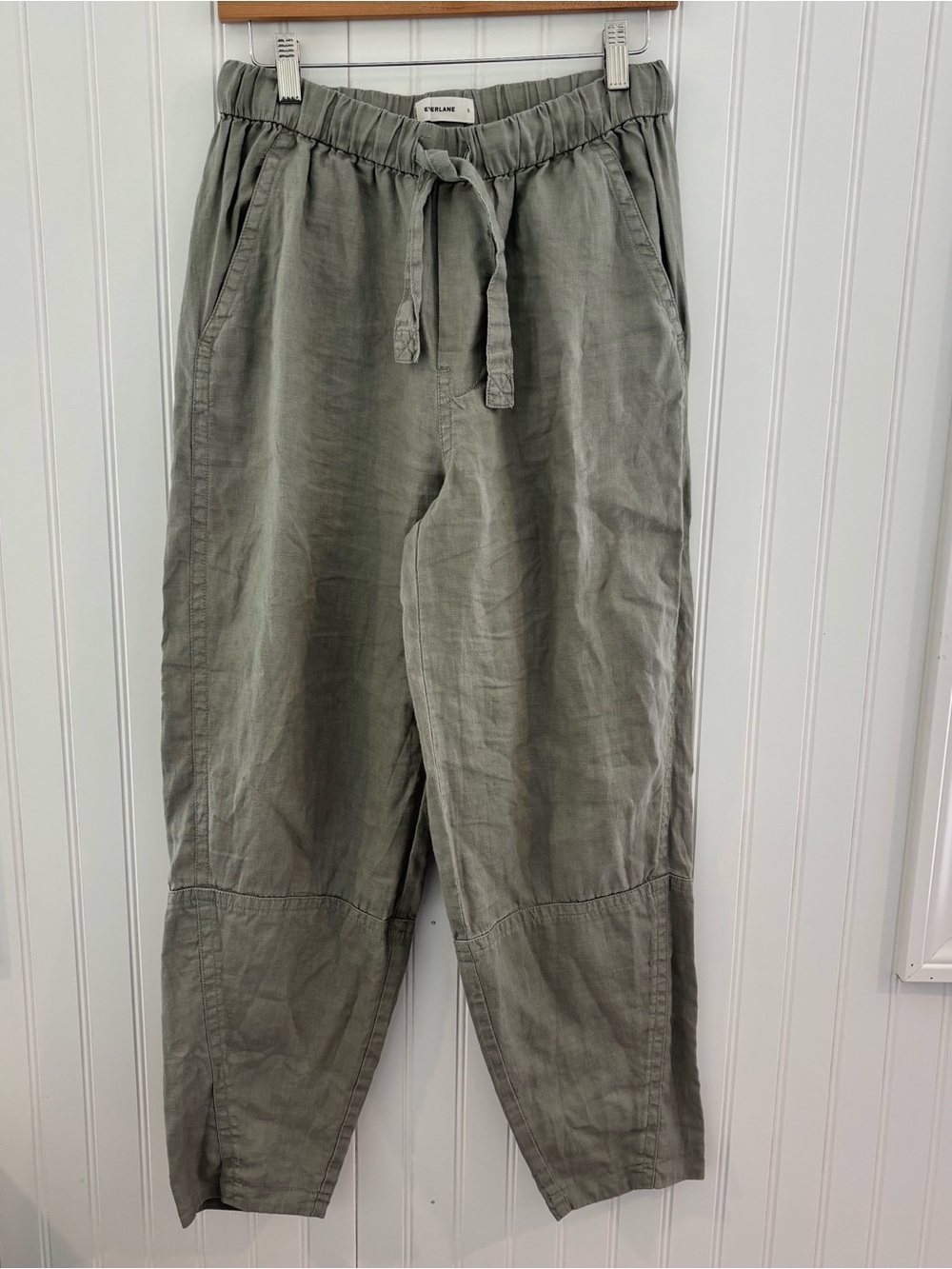 Everlane Linen Pull-on Barrel Pant in Olive